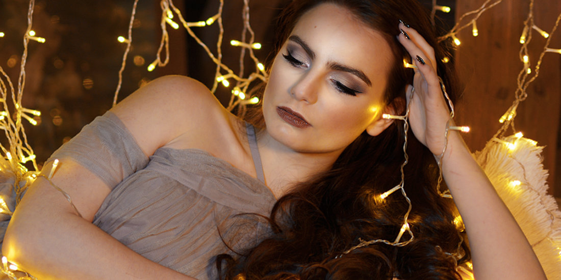 romantický make-up focení se světýlky
